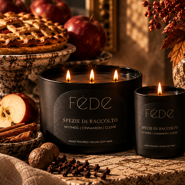 FÉDE Spezie di Raccolto 1-wick and 3-wick editorial candles