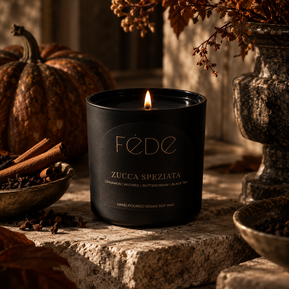 FÉDE Zucca Speziata 1-wick candle editorial product photograph